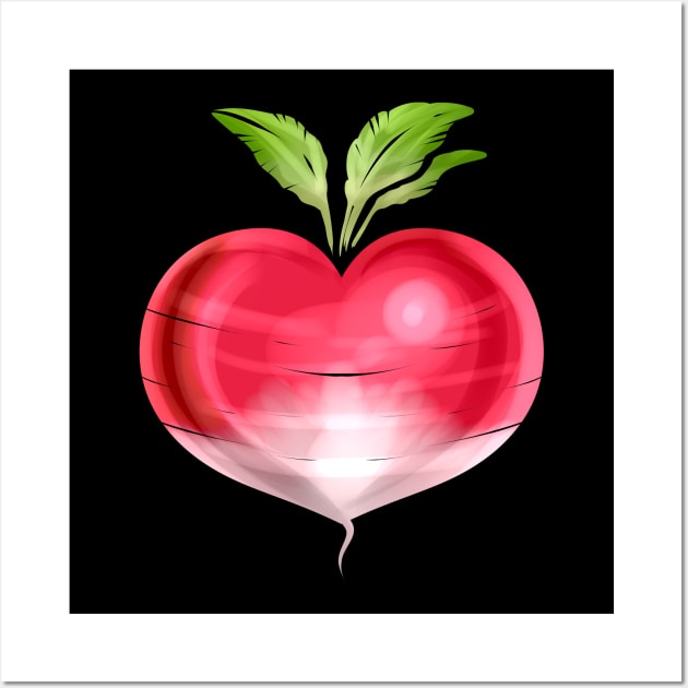 Radish In Heart Shape - Vegetarian - Go Vegan Wall Art by SinBle